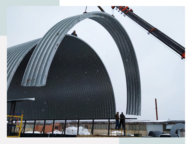 Полукруглые ангары в Лыткарино